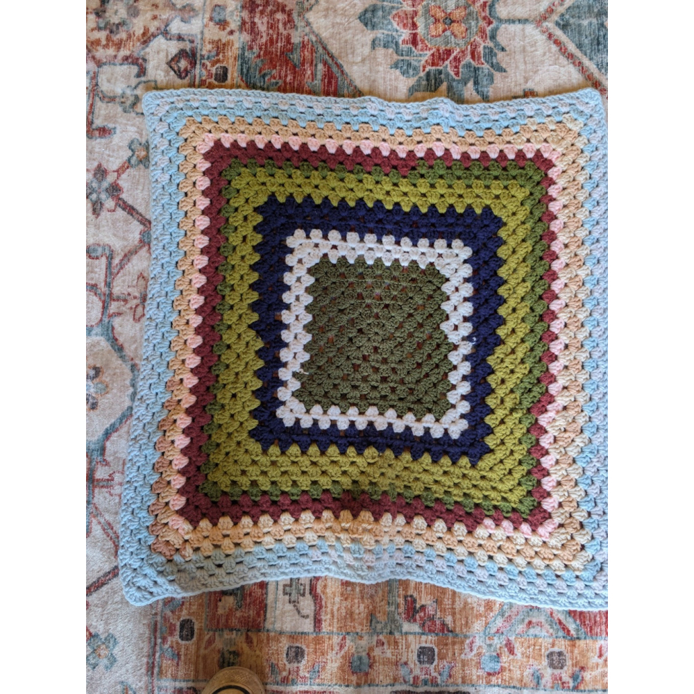 Vintage 1970s Colorful Crochet Throw